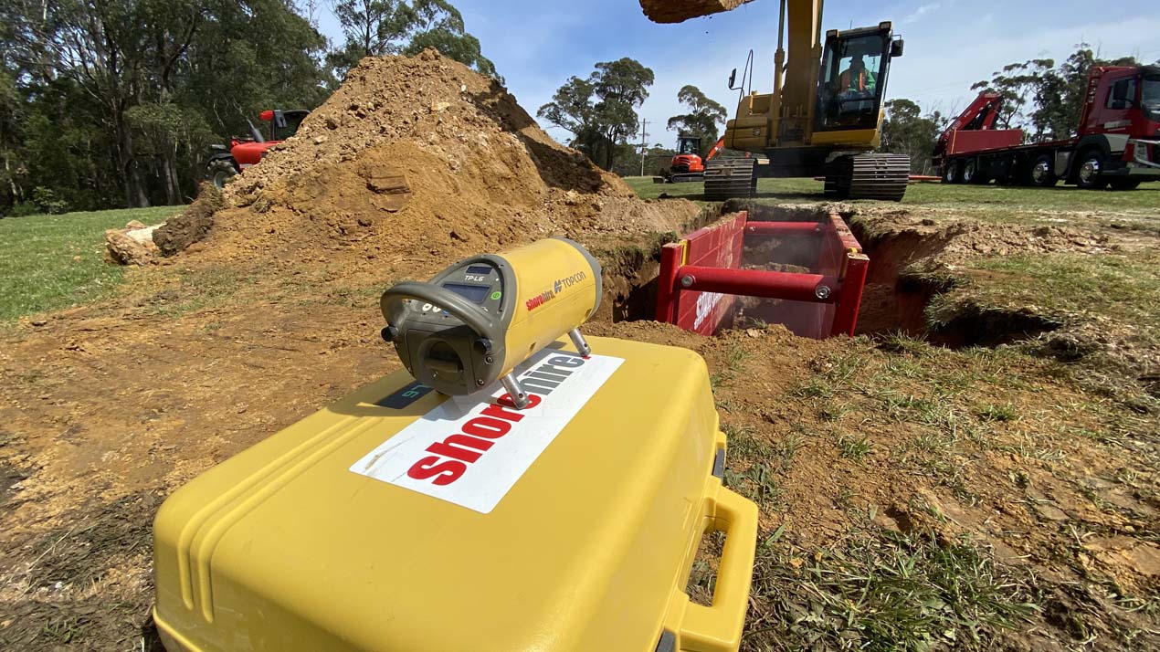 One of our lasers being used to install a shoring box