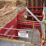 A Davit Arm installed on a Steel Shoring Box