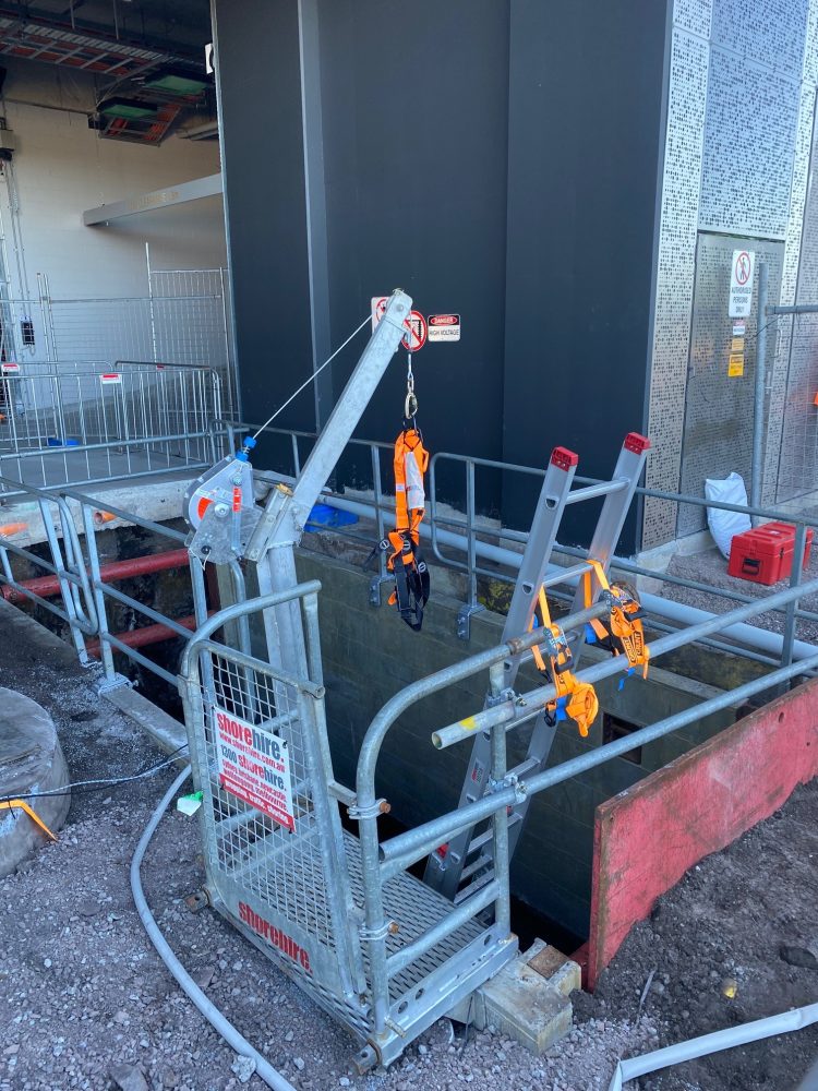 davit arm with harness