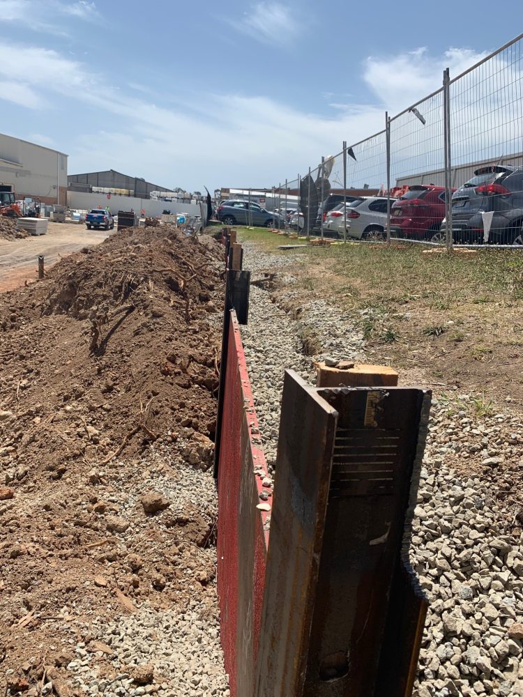 A King Post Shoring System in the ground